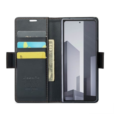 Чехол-книжка CaseMe 023 Butterfly Buckle Litchi Texture RFID для Samsung Galaxy  Fold 6 5G - черный