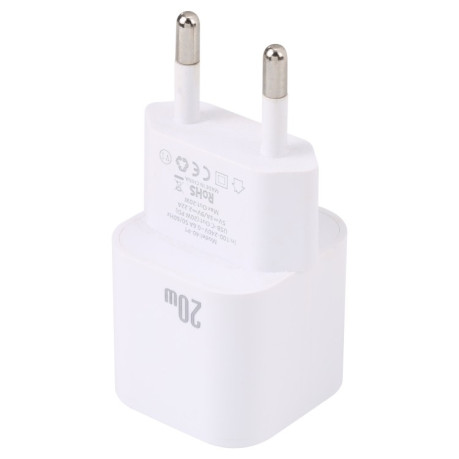 Швидкісний зарядний пристрій 20W PD USB-C/Type-C Interface Fast Charging Charger, Specification: EU Plug - білий