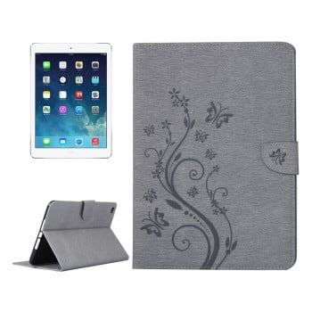 Чехол-книжка Pressed Flowers Butterfly Pattern для iPad Air 2 - серый