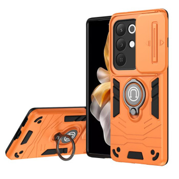 Противоударный чехол Sliding Camshield Ring Holder на Realme C85 5G / 15x 5G India — оранжевый
