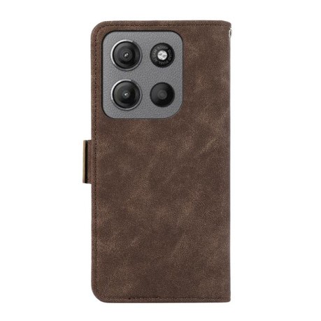 Чехол-книжка ABEEL Color Block Magnetic RFID Leather на Motorola Moto G15 4G / G05 - коричневый