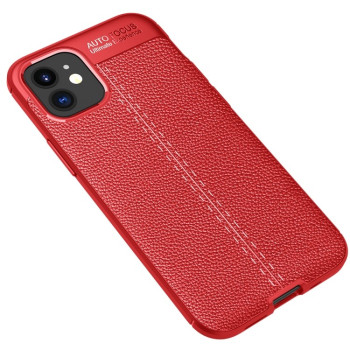 Противоударный чехол Litchi Texture на iPhone 12 Mini - красный