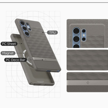 Оригінальний чохол Caseology Parallax Mag MagSafe для Samsung Galaxy S25 Ultra - Gray