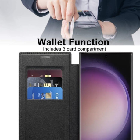 Чехол-книжка Shield MagSafe RFID Anti-theft Leather для Samsung Galaxy S25 Ultra 5G - черный