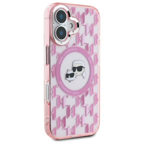 Оригінальний чохол Karl Lagerfeld IML Monogram Karl &amp; Choupette Head MagSafe для iPhone 16 - Pink
