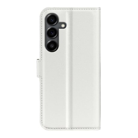Чохол-книжка з фактурою Litchi та магнітним хлястиком на Samsung Galaxy S25 FE 5G - білий