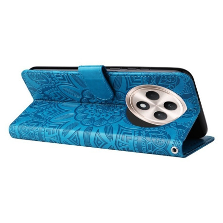 Чехол-книжка Embossed Sunflower для OPPO Reno12 F/12 FS- синий