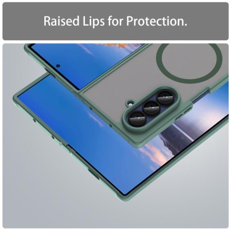 Протиударний чохол Fan Dun Series TPU Hybrid PC Frosted MagSafe для Samsung Galaxy Fold 7 5G - зелений