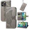 Чехол-книжка Butterfly Love Flower Embossed для iPhone 15 Pro - серый