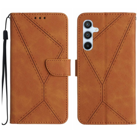 Чехол-книжка Stitching Embossed Leather на Samsung Galaxy S24+ 5G - коричневый