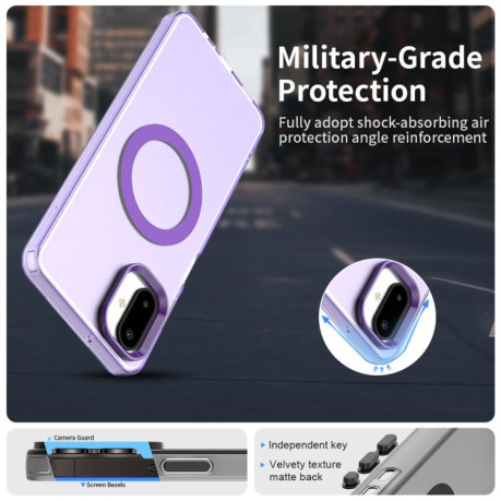 Противоударный чехол Candy Magsafe PC Hybrid TPU для Samsung Galaxy F06 5G / M06 5G - фиолетовый