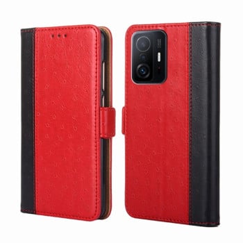 Чехол-книжка Ostrich Texture для Xiaomi Mi 11T/11T Pro - красный