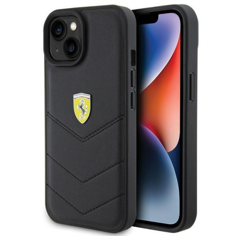 Оригінальний чохол Ferrari Quilted Metal Logo для iPhone 15 - black