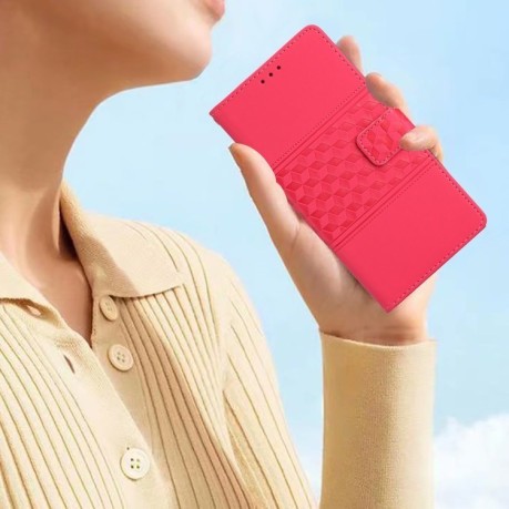 Чехол-книжка Diamond Embossed Skin Feel для Xiaomi Redmi Note 14 4G - красный