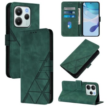 Чехол-книжка Crossbody 3D Embossed Flip Leather на Xiaomi Redmi Note 14 4G 164.48mm - зеленый
