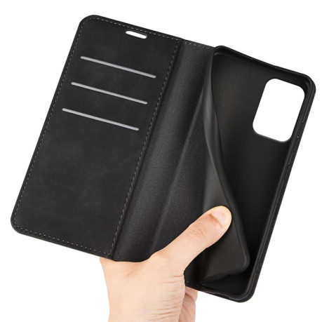 Чехол-книжка Retro Skin Feel Business Magnetic на Motorola Moto E15 - черный