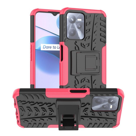Противоударный чехол Tire Texture на Realme C35 - розовый