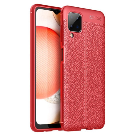 Противоударный чехол Litchi Texture на Samsung Galaxy A12/M12 - красный
