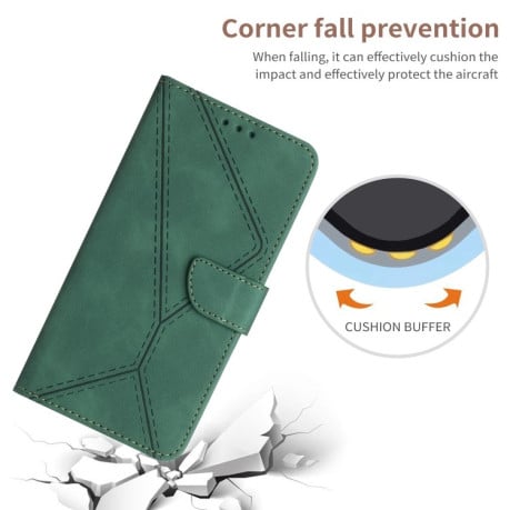 Чехол-книжка Stitching Embossed Leather для Xiaomi 14T 5G Global - зеленый