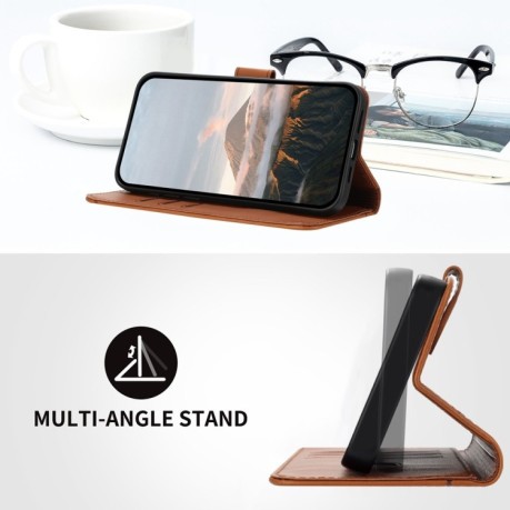 Чехол-книжка Triangle Pattern Buckle Clasp Leather на Infinix Note 40 4G - коричневый