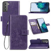 Чехол-книжка Four-leaf Clasp Embossed Buckle на Samsung Galaxy S22 Plus 5G - фиолетовый
