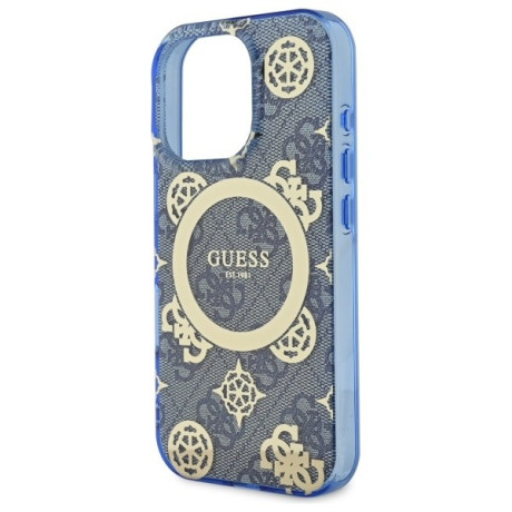 Оригінальний чохол Guess IML Peony On 4G Background MagSafe для iPhone 16 Pro - Blue