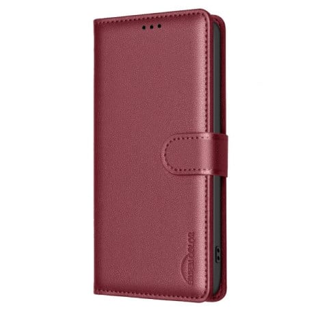 Чехол-книжка Litchi Texture RFID Anti-theft Leather для Xiaomi Poco F7 5G - красный