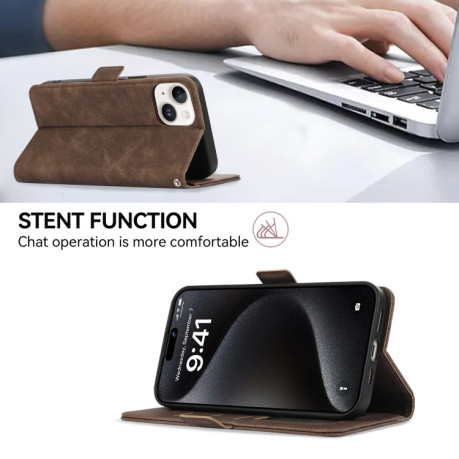 Чехол-книжка ABEEL Color Block Magnetic RFID Leather на Samsung Galaxy A56 5G - коричневый