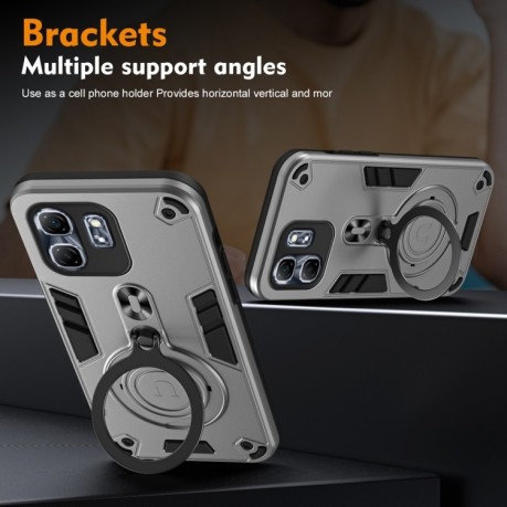 Ударозащитный чехол Metal Ring Holder 360 Degree Rotating на Infinix Hot 50i / Smart 9 - серый
