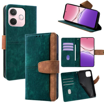 Чохол-книжка Color Stitching Skin Feel Leather RFID Blocking на OPPO A5 Pro 5G Global - зелений