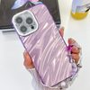 Противоударный чехол Plating Glitter Texture Chain для  iPhone 16 Pro Max - Purple Water Ripples
