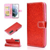 Чехол-книжка Glitter Powder на Samsung Galaxy S21 FE - красный