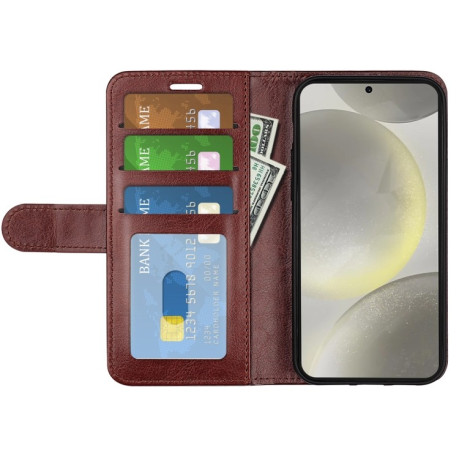 Чохол-книжка R64 Texture Horizontal Flip Leather для Samsung Galaxy S24 FE 5G - коричневий