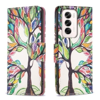 Чехол-книжка Colored Drawing Pattern для OPPO Reno 12 Global - Life
