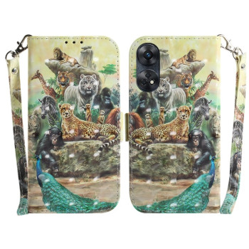 Чехол-книжка 3D Colored Horizontal для OPPO Reno8 T 4G - Zoo