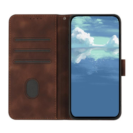 Чехол-книжка Line Pattern Skin Feel Leather для Xiaomi Poco F7 - кофейный