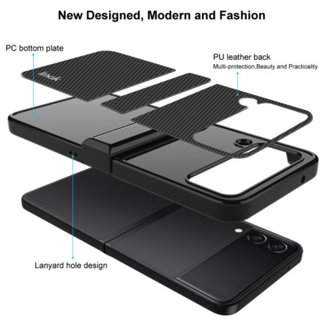 Противоударный чехол IMAK Ruiyi Series Carbon Brazing для Samsung Galaxy Flip4 5G - черный