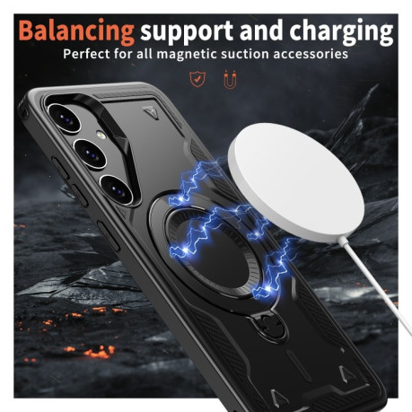 Протиударний чохол MagSafe Holder Armor PC Hybrid для Samsung Galaxy S24 FE 5G - чорний