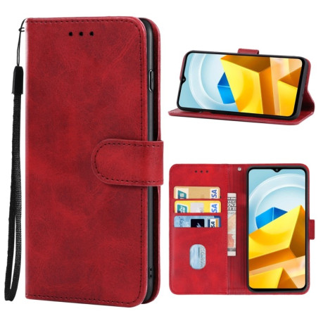 Чехол-книжка EsCase Leather для Xiaomi Poco M5 - красный
