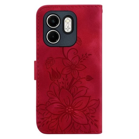 Чехол-книжка Lily Embossed Leather для Infinix Hot 50i / Smart 9 - красный