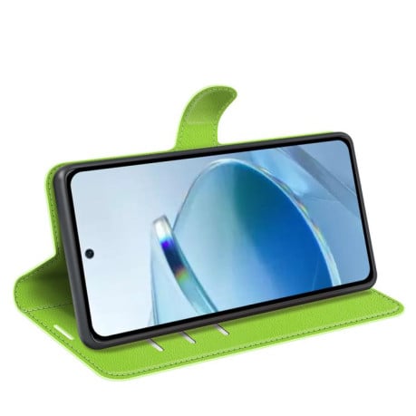 Чехол-книжка с фактурой Litchi и магнитным хлястиком на Xiaomi Redmi 15C 5G / 4G EU 173mm - зеленый