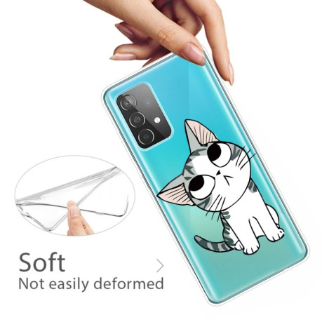 Протиударний чохол Colored Drawing Clear Samsung Galaxy A52/A52s - Tilted Head Cat