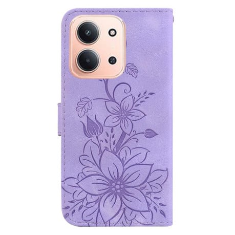 Чохол-книжка з тисненням Lily та магнітною застібкою на Xiaomi Redmi 15C 5G / 4G EU 173mm / Poco C85 5G - фіолетовий