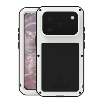 Противоударный чехол LOVE MEI Metal для iPhone 17 Pro — белый