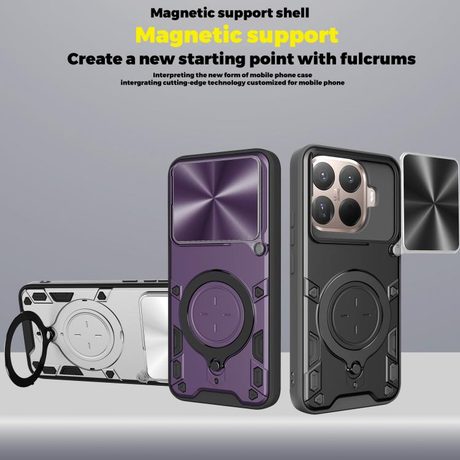 Чохол зі шторкою камери, фактурою CD та підставкою для Xiaomi 15T Pro 5G — червоний