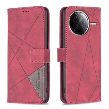 Чохол-книжка з фактурою Rhombus та магнітним хлястиком на Xiaomi Poco F7 Pro / F7 Ultra - червоний