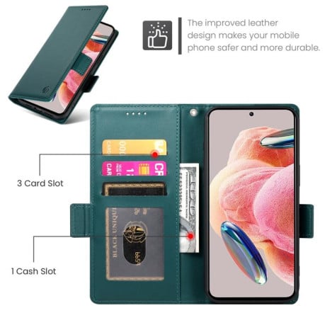 Чехол-книжка Side Buckle Magnetic Frosted Leather на Xiaomi Redmi 15 5G / 4G EU 171mm - зеленый