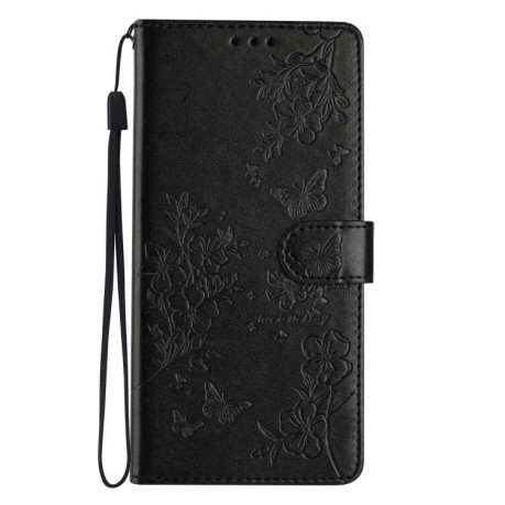 Чехол-книжка Butterflies and Flowers Leather для OnePlus 13 - черный