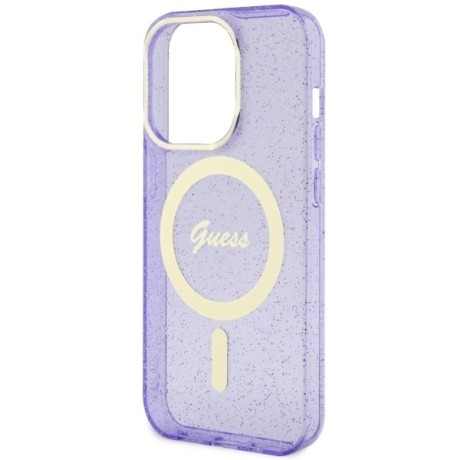 Оригінальний чохол Guess Glitter Gold MagSafe для iPhone 14 Pro Max - purple
