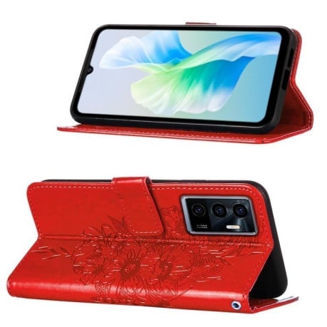 Чохол-книжка Embossed Butterfly для Vivo S10e 5G/V23e 4G/V23E 5G/Y75 4G - червоний